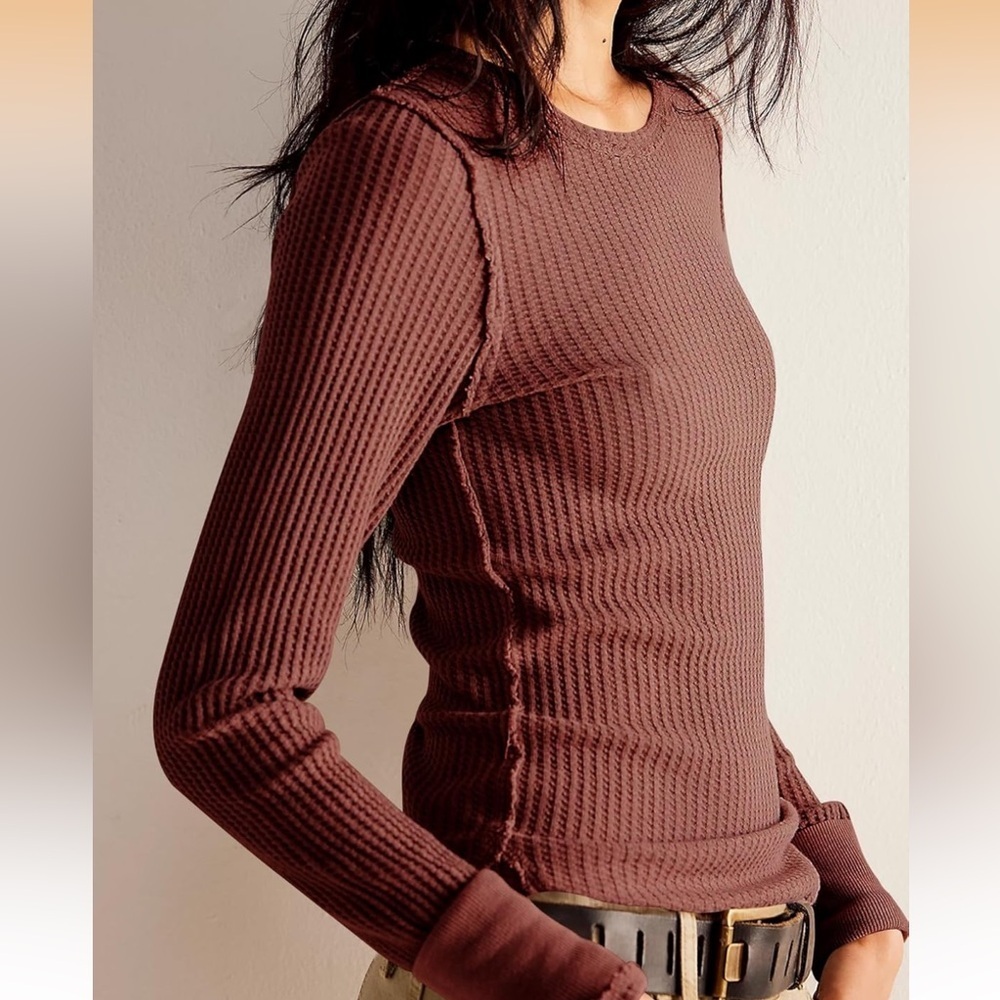 Vermilion Ribbed Long Sleeve Top Small/0235